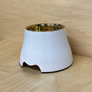 Elevated Dog Pet Bowl White Gold Stainless Steel