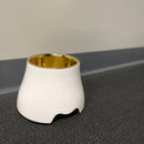 Elevated Dog Pet Bowl White Gold Stainless Steel