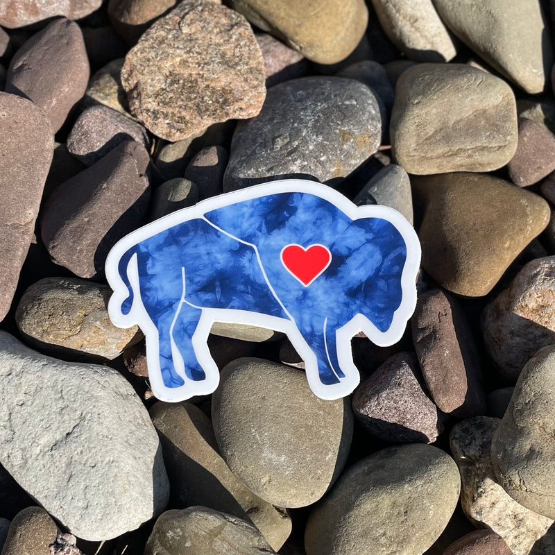 Waterproof - Vinyl Buffalo Blue Tie Dye Heart Sticker