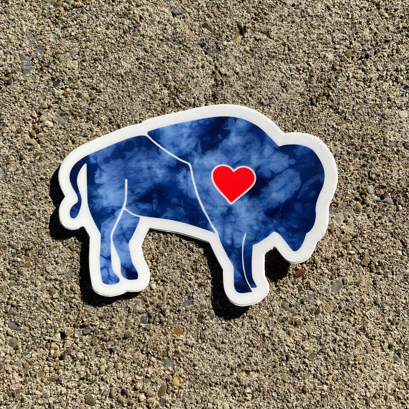 Waterproof - Vinyl Buffalo Blue Tie Dye Heart Sticker