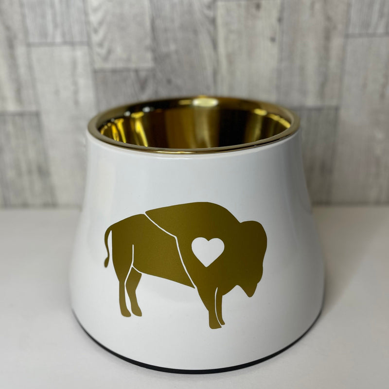 Elevated Dog Pet Bowl - Buffalo Gold - Gold Stainless Steel