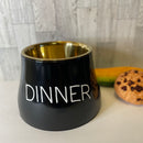 Dinner & Drinks Pet Bowl - Black - Gold Stainless Steel