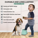 Elevated Dog Pet Bowl Black Gold Stainless Steel