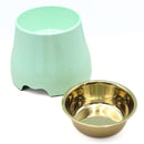 Elevated Dog Pet Bowl Mint Green Gold Stainless Steel
